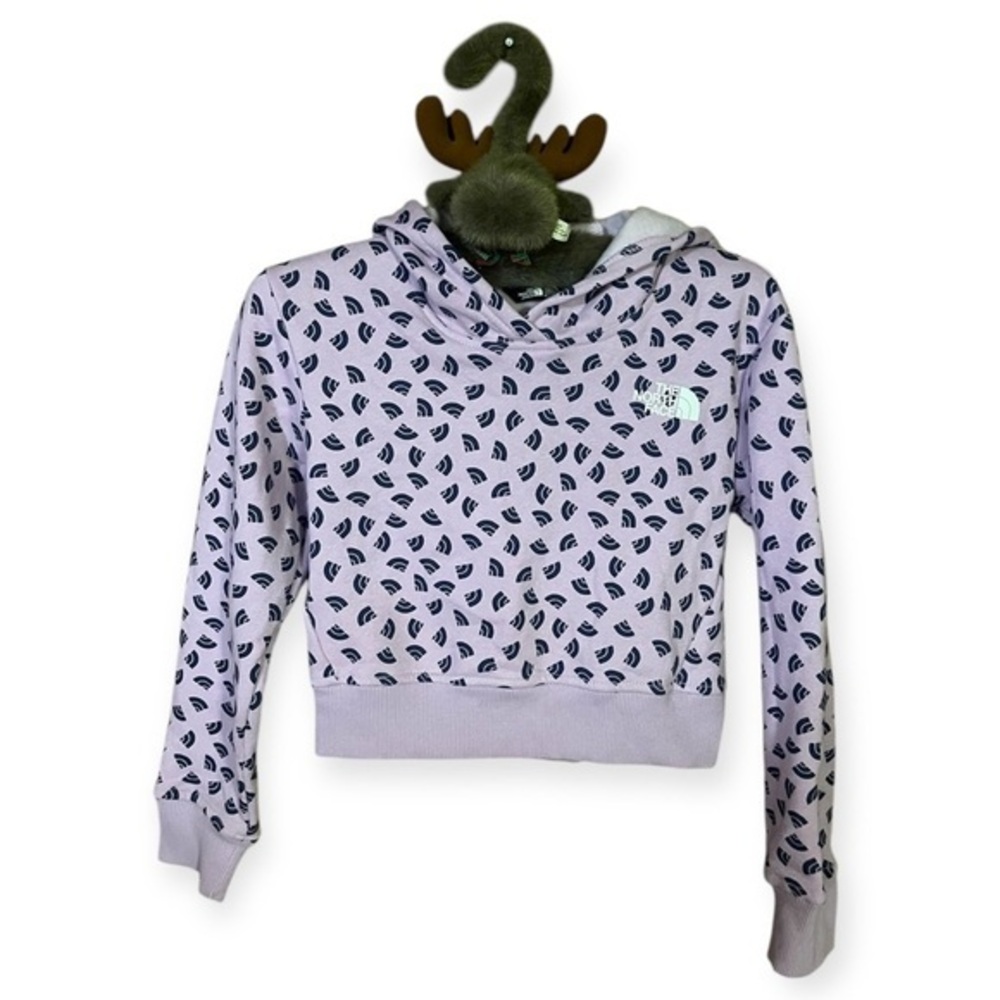 The North Face Girls XS Purple All Over Logo Pullover Hoodie
